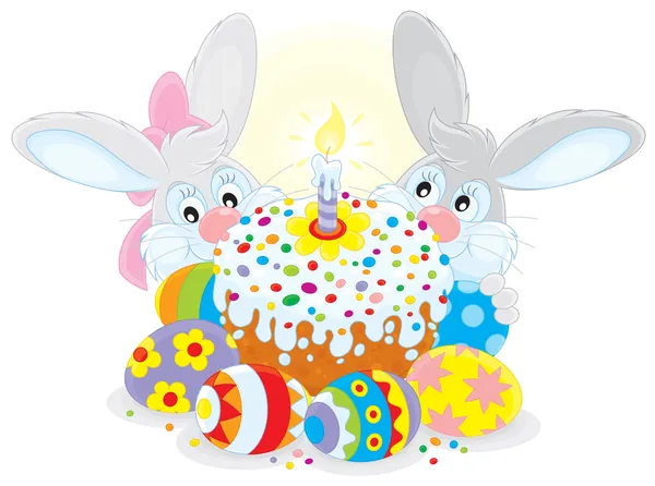 Easter cake and eggs — Stock Vector