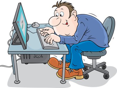 Computer hacker trying to bypass a security blocker. clipart