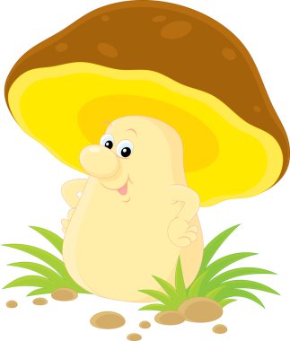 Yellow mushroom character clipart