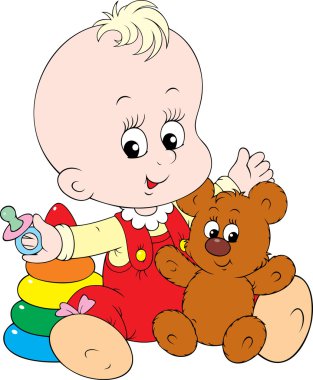 küçük çocuk oyuncakları ile oynarken