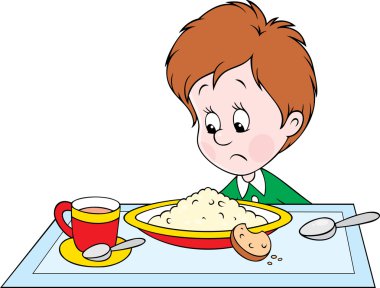 yemek masasında üzgün çocuk