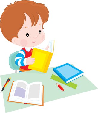 çocuk masasında kitap okuma