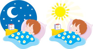 çocuk uyku tarafından gece ve sabah uyanma