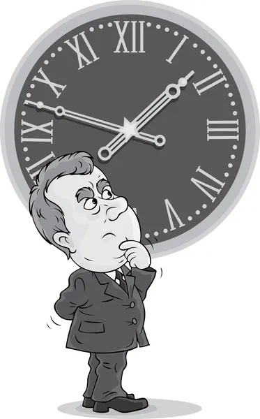 Daylight Saving Time, bureaucrat thinking about transfer of hours — Stock Vector