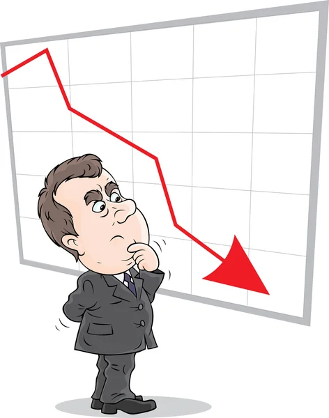 Businessman wondering about a decline — Stock Vector