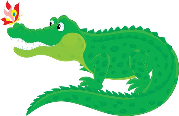 Big green crocodile — Stock Vector