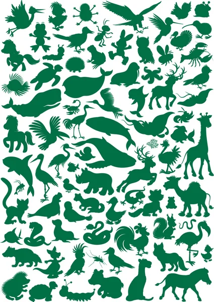 Siluetas de animales — Vector de stock