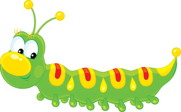 Green caterpillar with yellow and red spots — Stock Vector