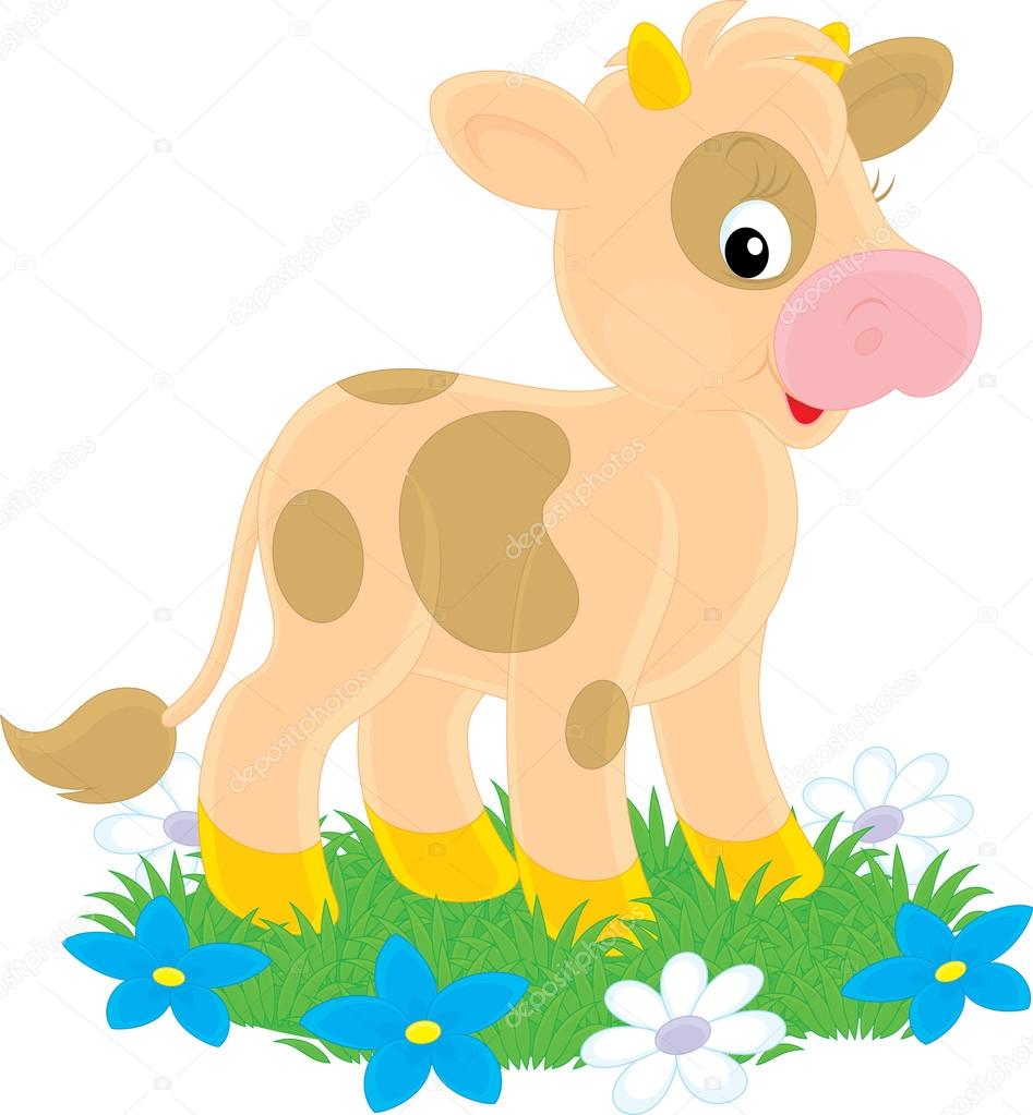 Cute brown spotted calf cow Stock Illustration by ©AlexBannykh #30853355