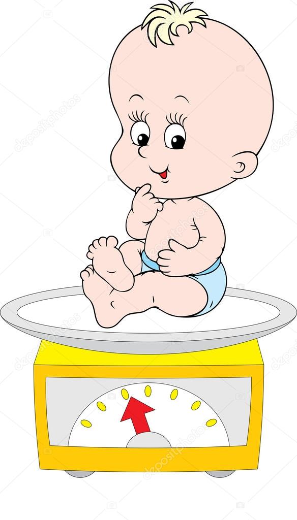 Small child weighed on the scale