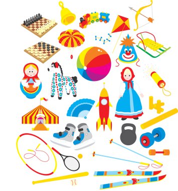 Toys and sporting accessories clipart