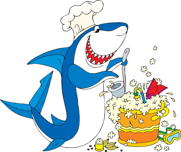 Köpek balığı yemek — Stok Vektör