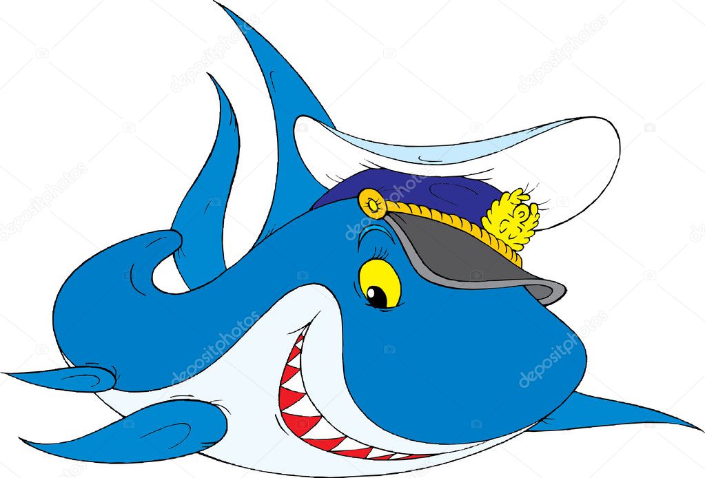 Shark captain — Stock Vector © AlexBannykh #30882113