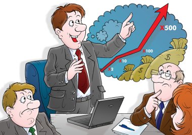 umutlu işadamı tartışırken yükselen kar yatırımcılar ile.