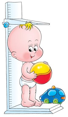 ölçek ölçmek yüksekliği üzerinde duran bebek