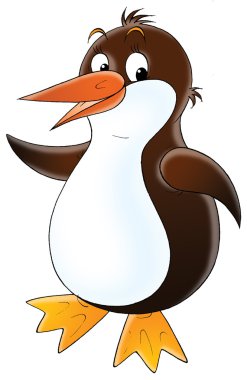 dans mutlu kahverengi ve beyaz penguin.