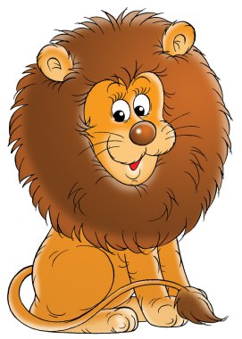 büyük kahverengi bir yele ile genç erkek aslan