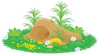 Gopher ya da köstebek hill çiçek ve çim