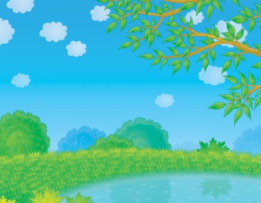 Pond in countryside clipart