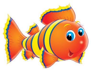 Картина, постер, плакат, фотообои "cute blue eyes orange fish with yellow and blue stripes
", артикул 31116641