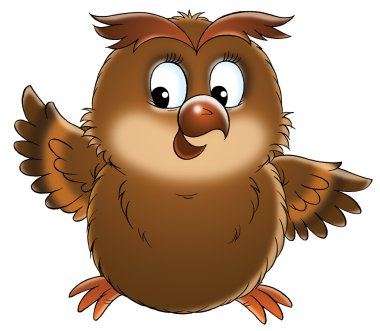 Chubby brown owl clipart
