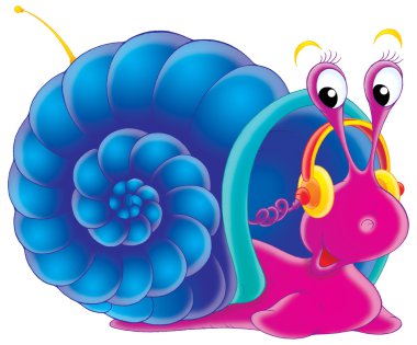 Cute purple snail with a blue shell clipart