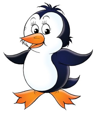 sevimli penguen siyah ve beyaz