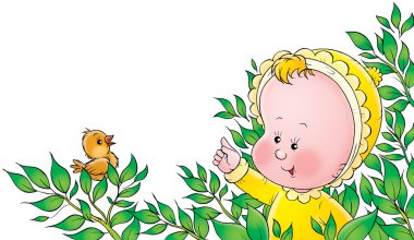 çalılıklarda meraklı bebek