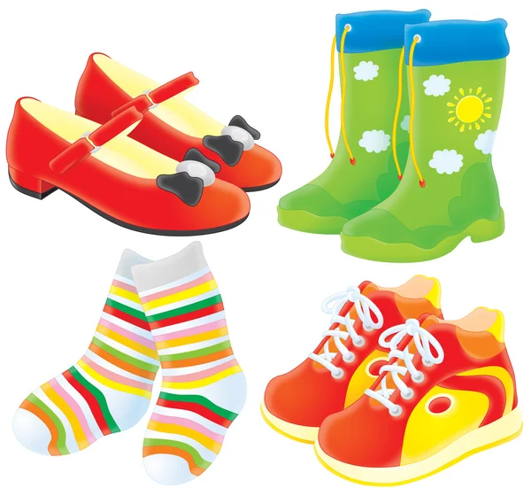 Shoes, socks, gumboots and boots — Stock Photo, Image