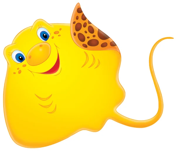 Cute yellow stingray with blue eyes — Stock Photo, Image