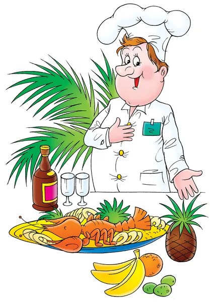 onun diners sunmak gururlu erkek aşçı