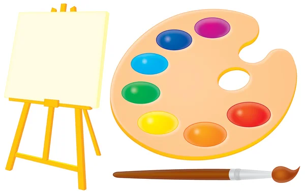 Easel, palette and brush — Stock Photo, Image