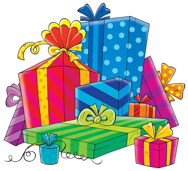 Christmas gifts boxes stack — Stock Photo, Image