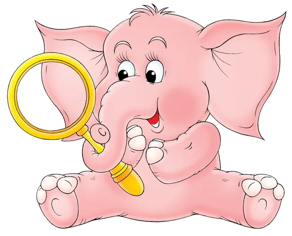 sevimli pembe fil Büyüteç tutarak