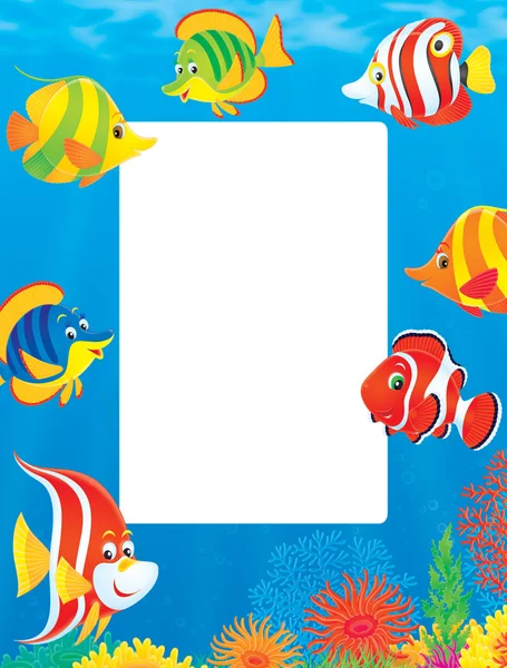 Fish and coral reef frame — Stock Photo, Image