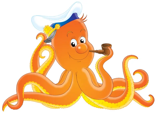 Tütün pipo dostu turuncu ahtapot