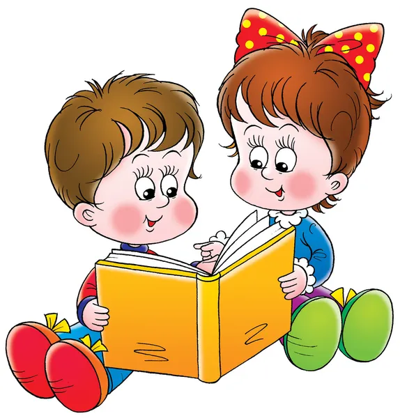 Kids reading book — Stock Photo, Image