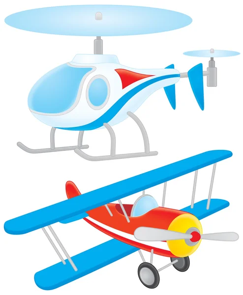 Helicopter and biplane — Stock Photo, Image