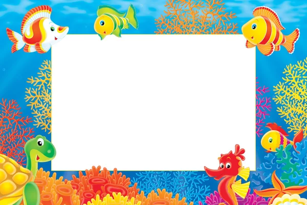 海马的水下信纸边框 — 图库照片