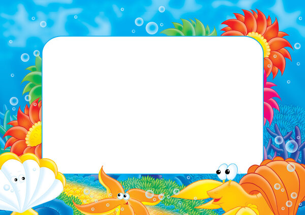 Stationery border or frame with sea anemones