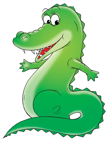 锋利的齿形绿色鳄鱼微笑 — 图库照片