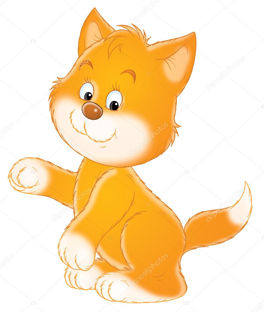 Ginger kitten with white paws and cheeks Stock Illustration by