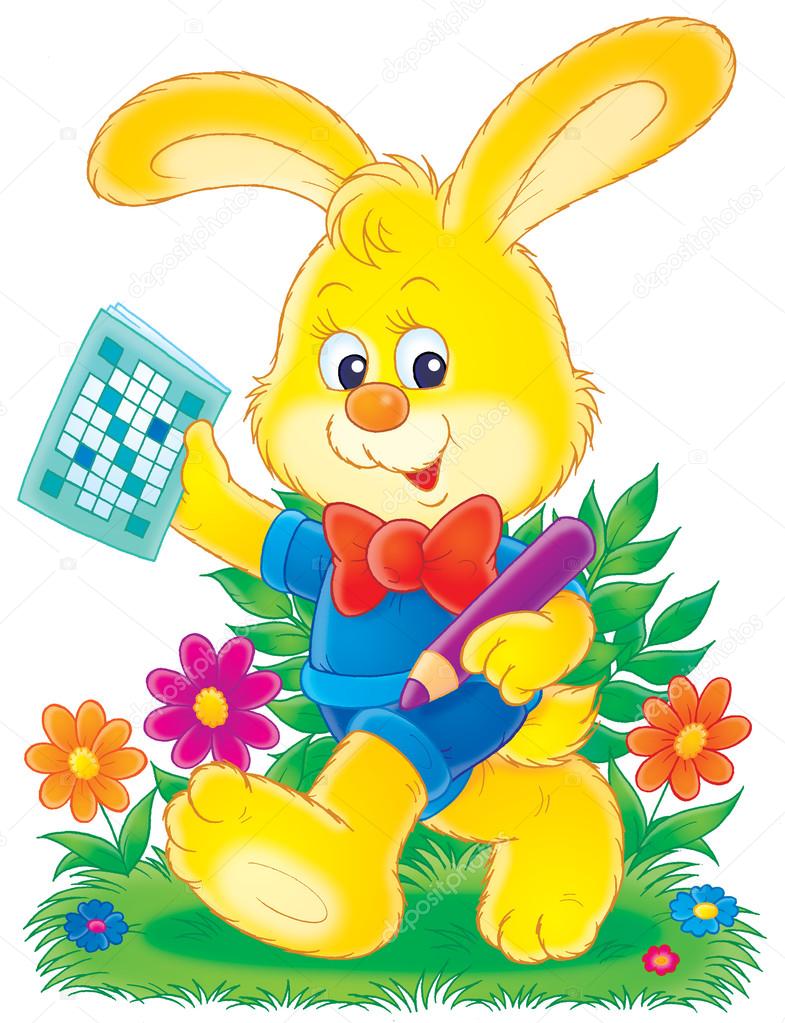 yellow rabbit in clothes