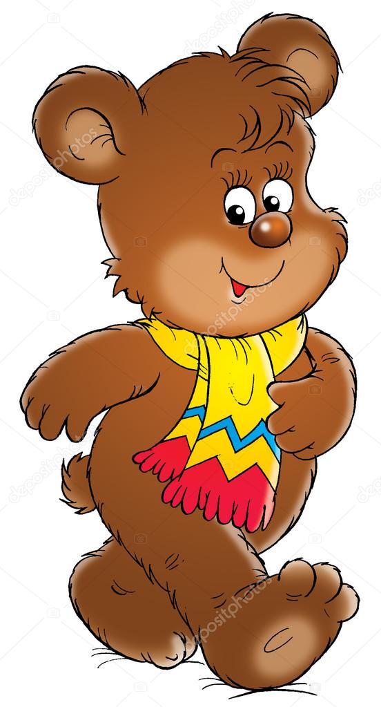 cute brown bear wearing a scarf
