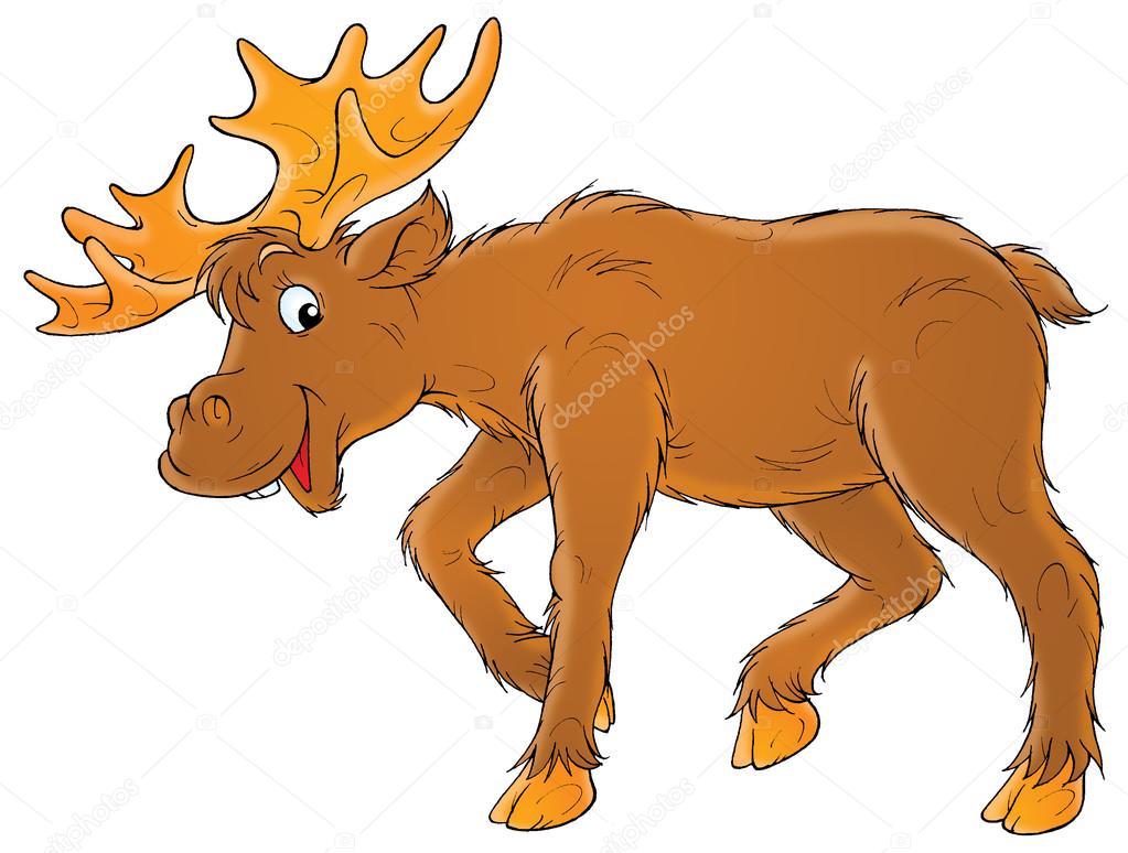Illustration of a happy brown moose.