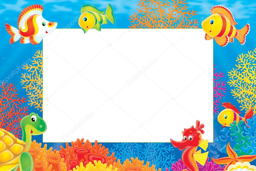 Underwater stationery border of a seahorse