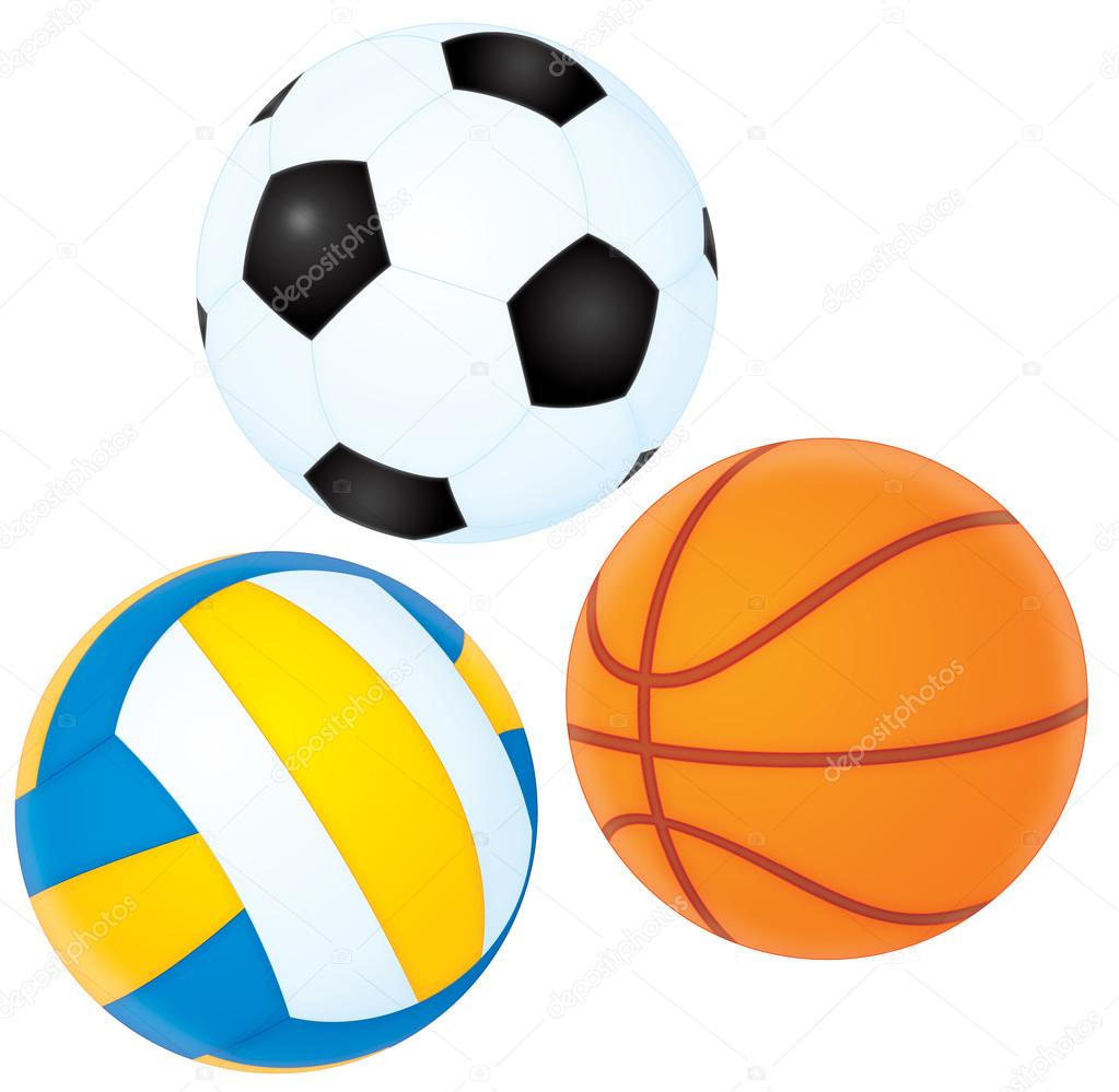 Football, basketball and volleyball