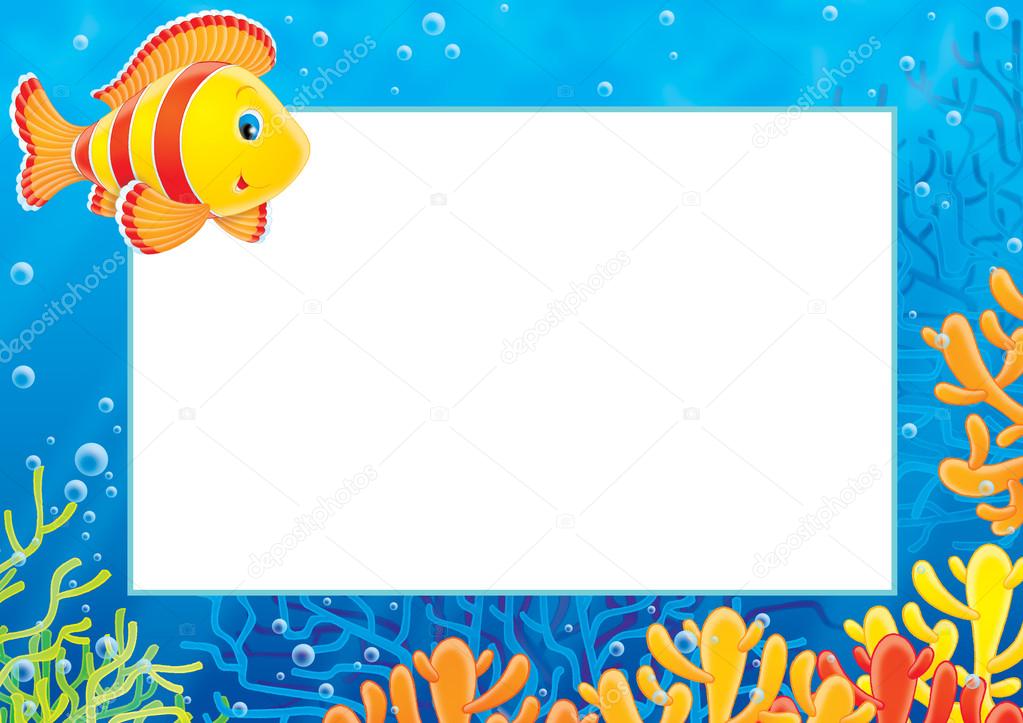 Frame of an orange and red striped saltwater fish