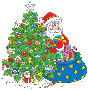 Noel Baba ve Noel ağacı.