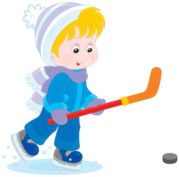 Little hockey player — Stock Vector